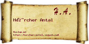 Hörcher Antal névjegykártya